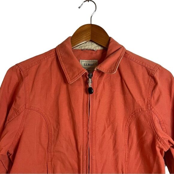 L.L. Bean salmon canvas barn zip up coat. Size small - Picture 2 of 8